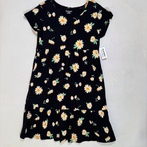 Old Navy Kids Dress - Black with White and Yellow Floral